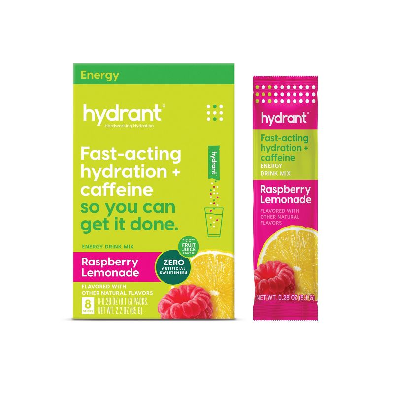 Hydrant Energy Drink Mix with Caffeine - Raspberry Lemonade - 8ct, 1 of 5