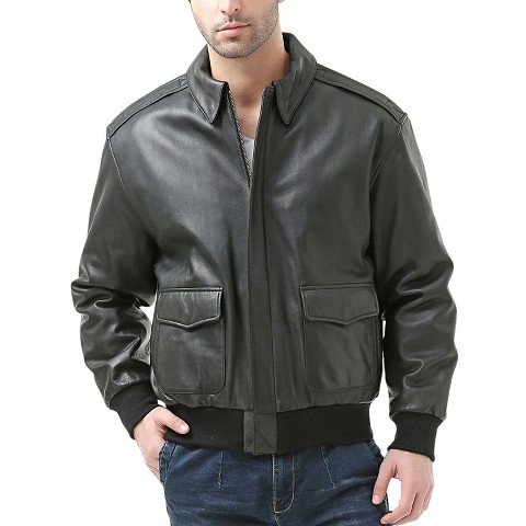 Landing Leathers Air Force Men A-2 Leather Flight Bomber Jacket Black XX-Large