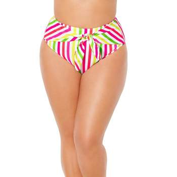 Swimsuits for All Women's Plus Size Striped Tie Front Bikini Bottom