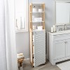 Deluxe Bamboo High Cabinet with Three Interior Shelves Brown - Organize It All - 3 of 4