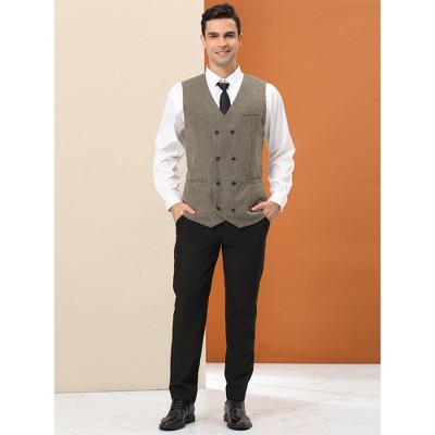 Lars Amadeus Men's Double Breasted Slim Fit Prom Sleeveless Waistcoat Suit Vest, 3 of 7