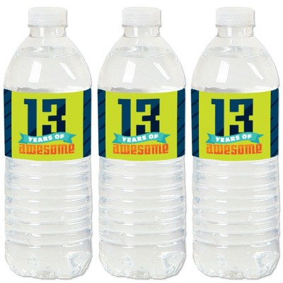 Big Dot of Happiness Boy 13th Birthday - Official Teenager Birthday Party Water Bottle Sticker Labels - Set of 20