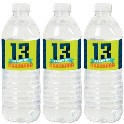 Big Dot of Happiness Boy 13th Birthday - Official Teenager Birthday Party Water Bottle Sticker Labels - Set of 20