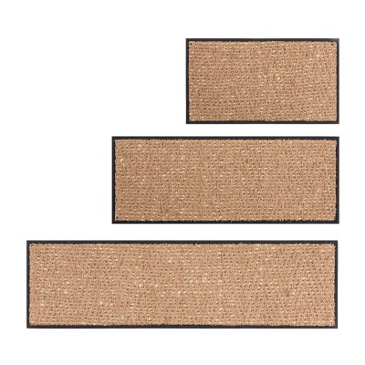 Natural Tan and Black Coir Outdoor Boot Tray