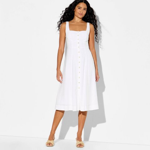 Женские платья Wild Fable Women's Button-Front Midi A-Line Dress - Wild Fable™ White M
