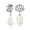 Ross-Simons Italian 12-16mm Cultured Baroque Pearl and .40 ct. t.w. CZ Seashell Drop Earrings in Sterling Silver - 3 of 4