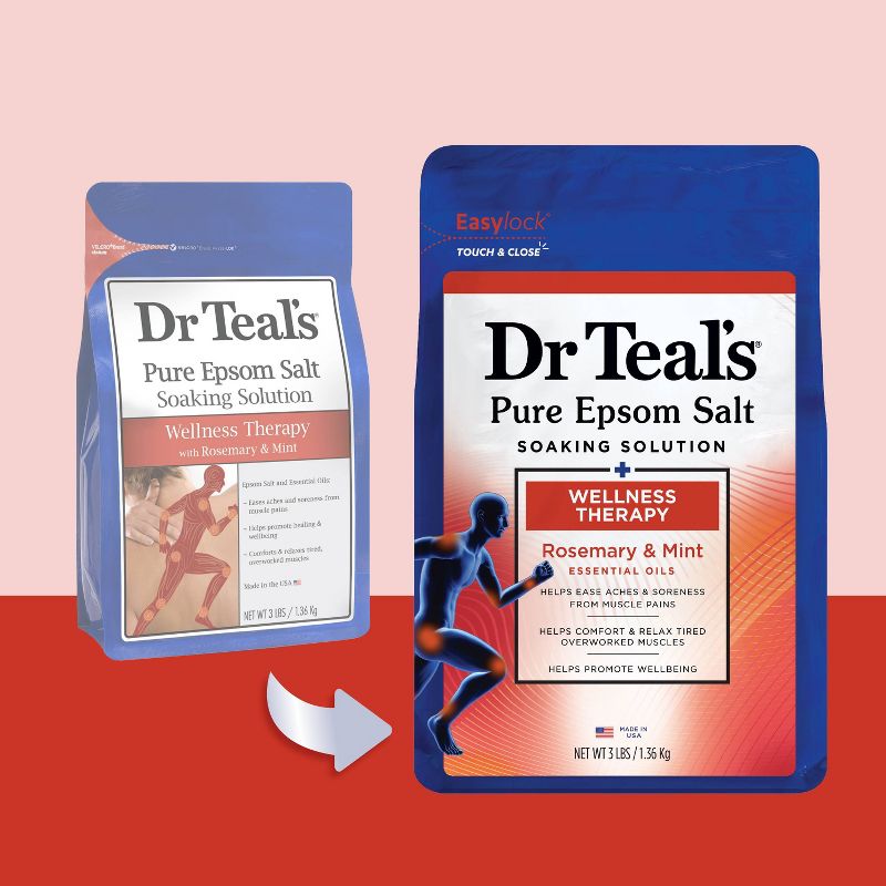 Dr Teal&#39;s Wellness Therapy Mint &#38; Rosemary Pure Epsom Bath Salt - 3lb, 3 of 7
