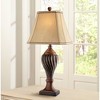 Regency Hill Traditional Table Lamp 28.5" Tall Carved Two Tone Brown Urn Shaped Beige Fabric Shade for Living Room Family Bedroom Bedside - 2 of 4