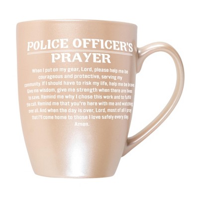 Elanze Designs First Responder Appreciation Coffee Cup Mug 10 Ounce Ceramic With Shimmery Metallic Finish Police Officer's Prayer Precious Pearl