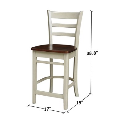 Emily 24" White Wood Counter Height Barstool