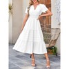 Coolmee Women Summer Maxi Dress Casual V Neck Short Sleeve Smocked Dresses Ruffle Tiered Hem Beach Party Long Flowy Sundresses - 4 of 4