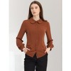 Allegra K Women's Work Peter Pan Collar Long Bishop Sleeve Button Down Shirt - 3 of 4