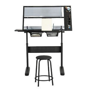 SEVOBAL Desks Adjustable Drawing Table with Stool, Storage, Professional Drafting Desk for Artists, Students, Home Office, Black, 39.68"*27.73"*6.77" - 1 of 4