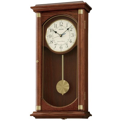 Seiko Rectangular Wall Clock with Pendulum and Dual Chimes