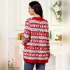 Christmas Cardigan Sweater for Women Long Sleeve Open Front Sweater Jacquard Sweater Knit Ribbed Cuff Cardigan - 2 of 4