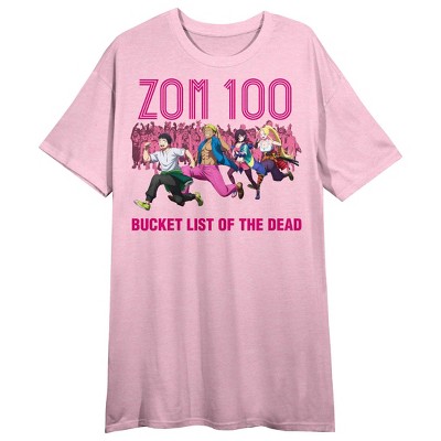 ZOM 100: Bucket List of the Dead Running Characters Women's Pink Heather Short Sleeve Sleep Shirt-Medium