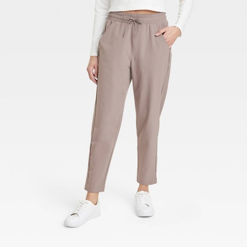 Women's Stretch Woven High-rise Taper Pants - All In Motion™ Taupe S :  Target