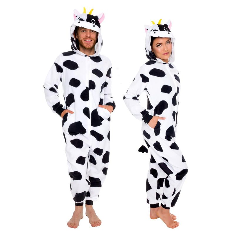 FUNZIEZ! - Cow Slim Fit Adult Unisex Novelty Union Suit Costume for Halloween, 1 of 8