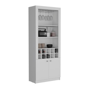 Depot E-Shop Cabinet 4-Tier, Glass Holder Stemware Rack, Wine Cabinet, Liquor Cabinet, 10 Bottle Cubbies, 4 Shelves - 1 of 4