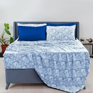 6 Piece Sheet Sets Paisley Printed Sheets Set Ultra Soft Deep Pocket Microfiber Bed Sheets - Lux Decor Collection - 1 of 4