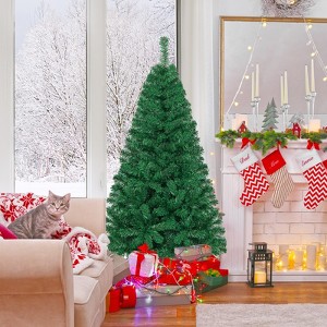 Costway Artificial PVC Christmas Tree W/Stand Holiday Season Indoor Outdoor Green - 1 of 4