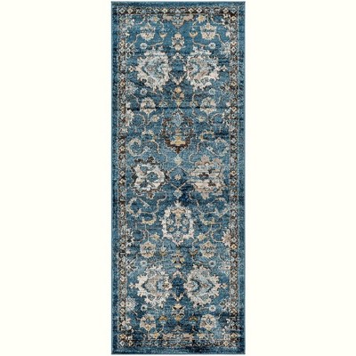 Mark & Day Feras 2'7"x7'3" Runner Woven Indoor Area Rugs Dark Teal: Stain-Resistant, Pet Friendly, Traditional Style