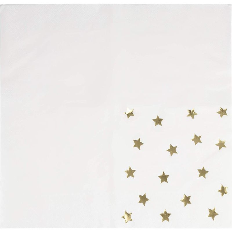 Juvale 50-Pack Gold Foil Star Disposable Paper Cocktail Napkins 5", Birthday Bridal Shower Party Supplies, 4 of 7