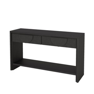 55" Farmhouse Entryway Console Table with Storage Drawers and Open Shelf, Distressed Wood Sofa Table for Hallway, Living Room - Panipeachy - 1 of 4