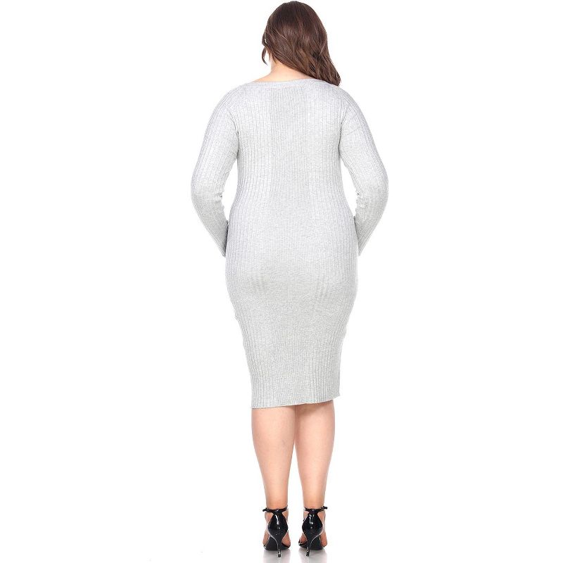 Women's Plus Size Long Sleeve Destiny Sweater Dress - White Mark, 3 of 4