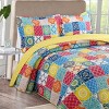 Colorful Checkered Quilt Style 3-Piece Comforter Set, Queen Size – Includes 1 Soft Lightweight Comforter and 2 Matching Pillowcases - 2 of 4
