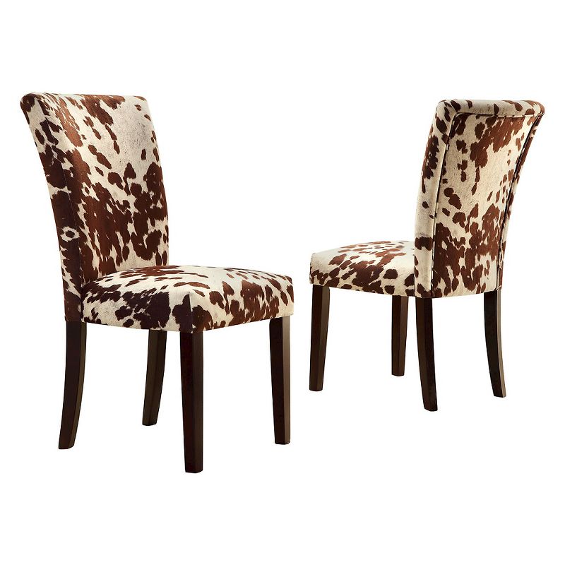 Set of 2 Quinby Parson Dining Chair Wood Brown Cowhide - Inspire Q, 1 of 11