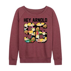 Women's - Hey Arnold! - Arnold 1996 Lightweight French Terry Wide Neck Long Sleeve Shirt - 1 of 4