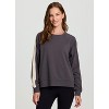 RBX Active Women's Ultra Lightweight Soft Cotton Blend French Terry Crewneck Sweatshirt with Crochet Trim - 3 of 4