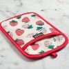 Sur La Table Kitchen Essentials 2pk 7"x10" Quirky Strawberries Fruit Pot Holder Set Pink/Green: Cotton, Machine Washable - 2 of 4