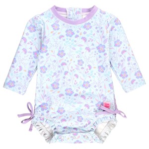 RuffleButts Baby/Toddler Girls UPF50+ Long Sleeve One Piece Rash Guard - 1 of 4