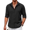 COOFANDY Men's Casual Button Down Shirt Long Sleeve Untucked Chambray Shirt Wrinkle Free Dress Shirts - 2 of 4
