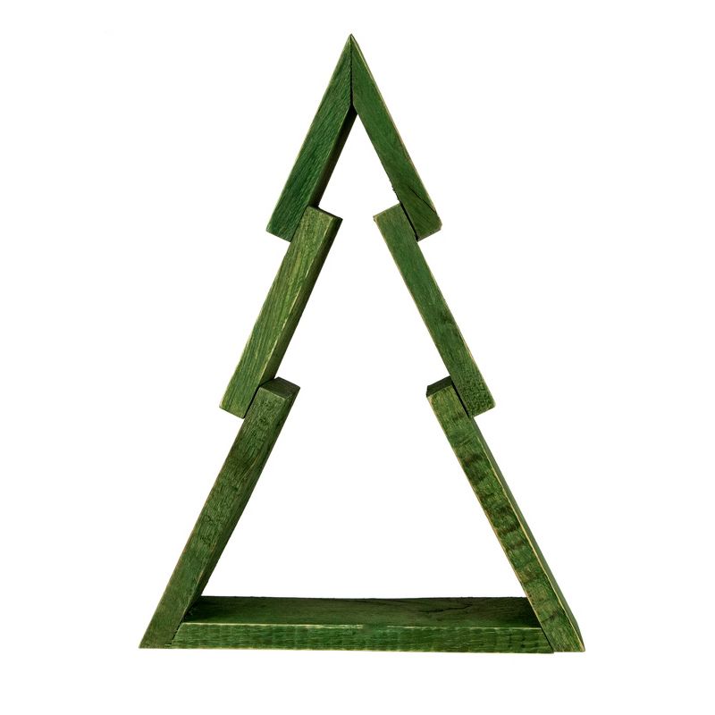 Northlight 9.5" Green Geometric Wooden Christmas Tree Tabletop Display, 1 of 6