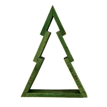 Northlight 9.5" Green Geometric Wooden Christmas Tree Tabletop Display
