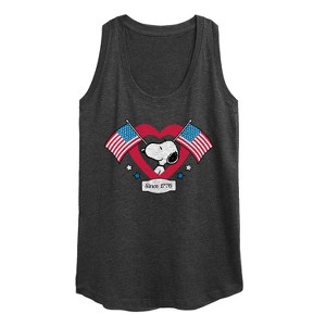 Women's - Peanuts - Snoopy Since 1776 Flag Heart Graphic Racerback Tank - 1 of 4