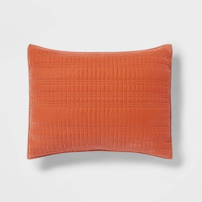Standard Lofty Velvet Quilt Sham Terracotta/Bronze - Threshold™