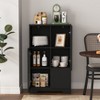Gulches Black MDF Storage Cabinet - Glass Doors, Drawer & Open Shelves, Sleek Organizer for Bedroom, Living Room & Office - 3 of 4