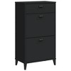 vidaXL Shoe Cabinet Storage Rack Organizer Hallway Furniture Solid Wood Pine - Black - 4 of 4