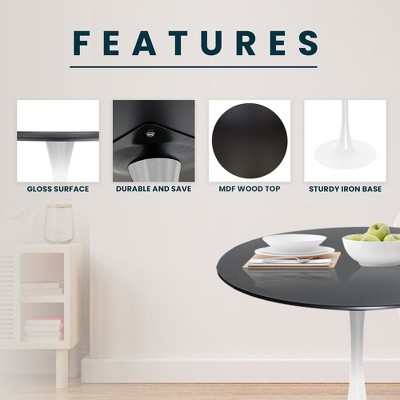 Bristol Mid-Century Modern Black and White Round Dining Table