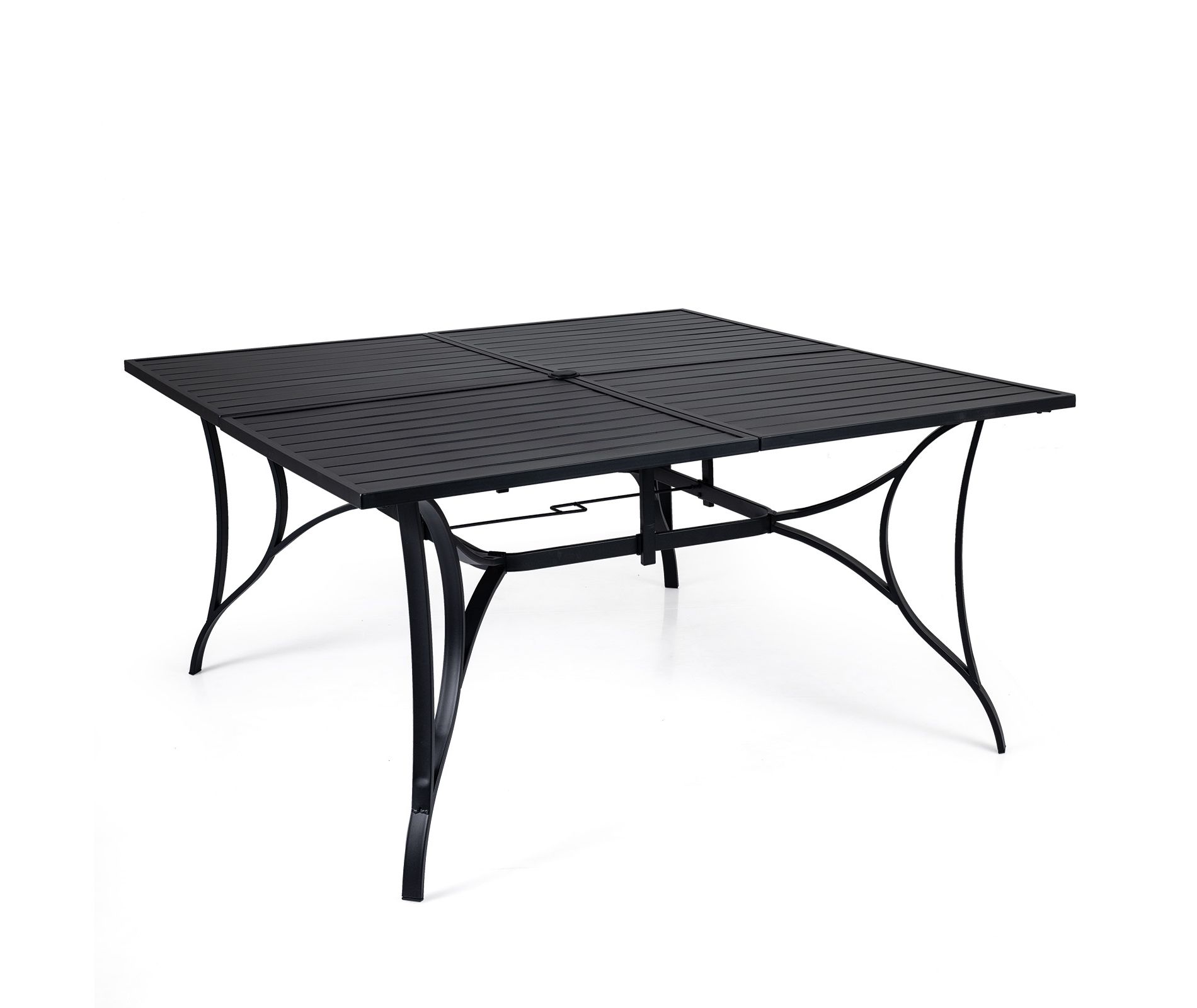 Costway Patio Dining Table for 8, 60” x 60” Square Metal Slat Table with Umbrella Hole