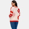 Knit & Lounge Women’s Bold Striped Floral Sweater Pullover Graphic Knit Long Sleeve Relaxed Fit Soft Statement Top - 3 of 4