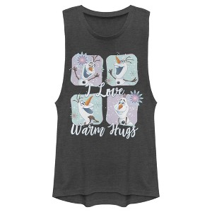 Juniors Womens Frozen Snowflake Hugs Festival Muscle Tee - 1 of 3