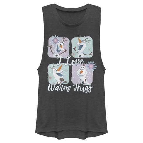 Juniors Womens Frozen Snowflake Hugs Festival Muscle Tee - image 1 of 3