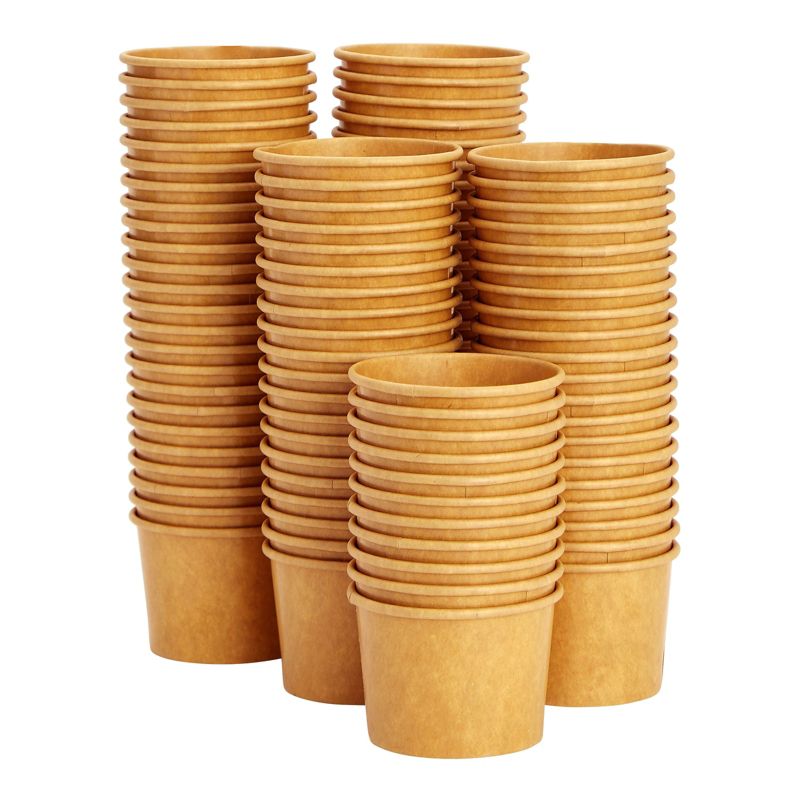 Juvale 100 Pack Disposable Paper Ice Cream Cups, Dessert Bowls for Sundae Bar, Frozen Yogurt (Brown, 5 oz), 5 of 9