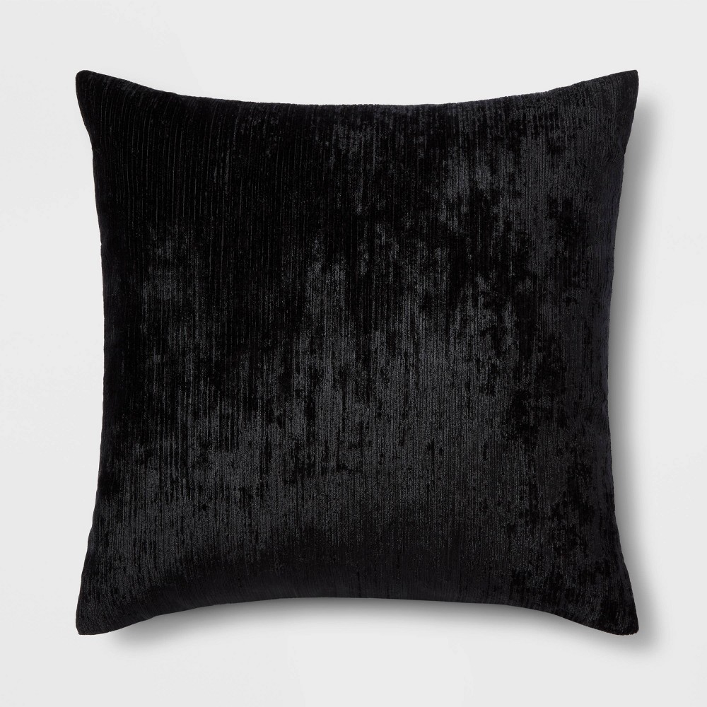 Photos - Pillow Oversized Velvet Rib Textured Square Throw  Black - Threshold™