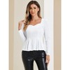 INSPIRE CHIC Women's Elegant Sweetheart Neck Long Sleeve Velvet Peplum Top - 4 of 4